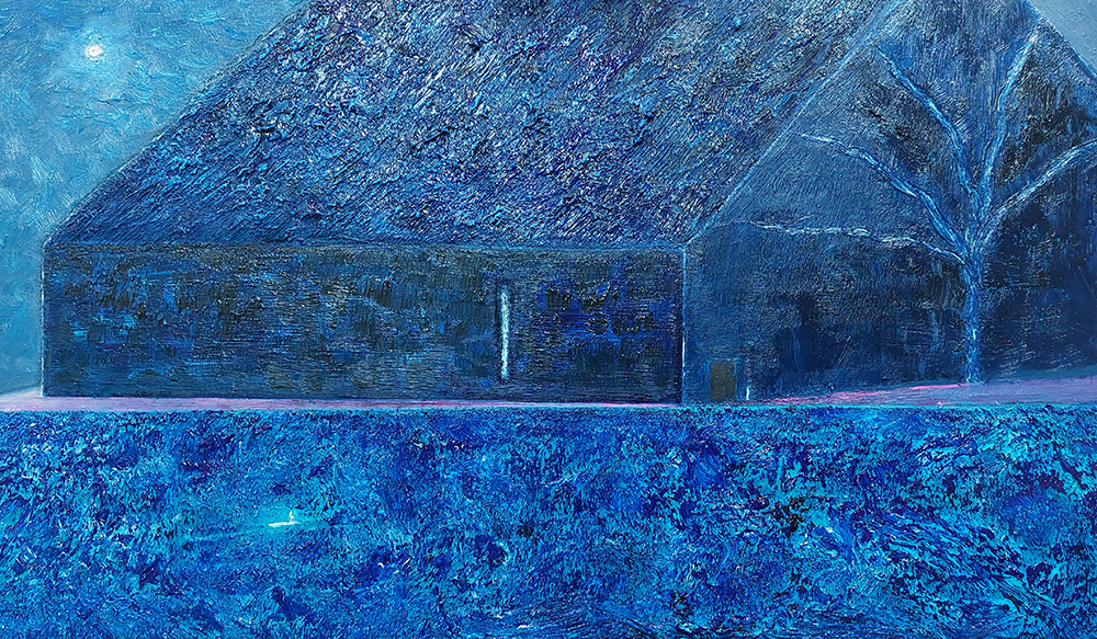 Memory of a Blue Lake - oil on panel - 37 x 66 cm